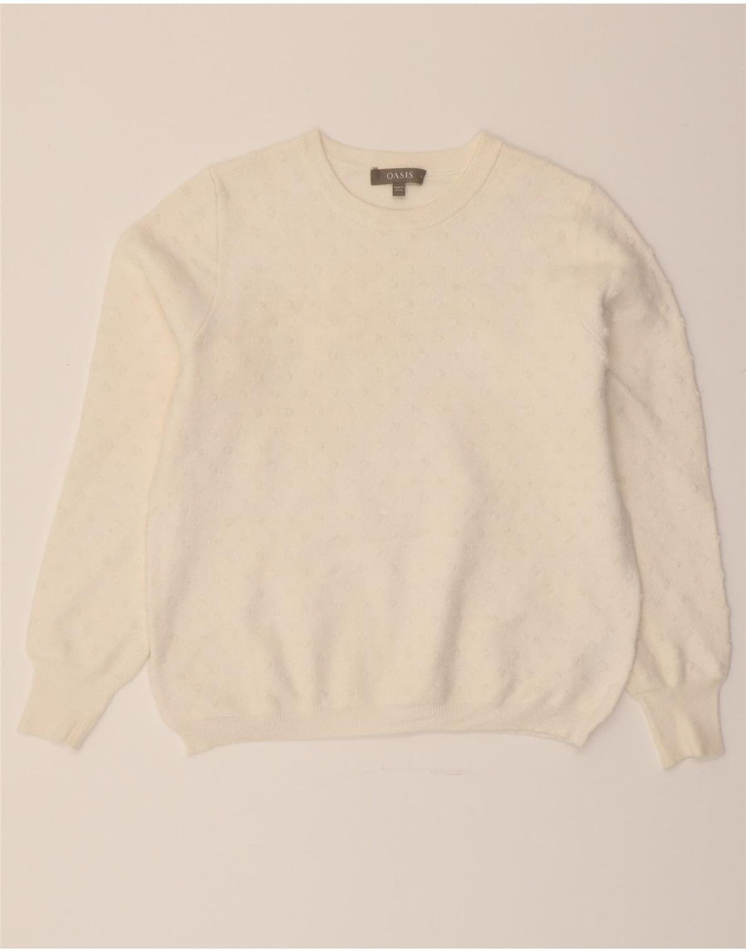 OASIS Womens Crew Neck Jumper Sweater UK 16 Large Off White Viscose Vintage Oasis and Second-Hand Oasis from Messina Hembry 