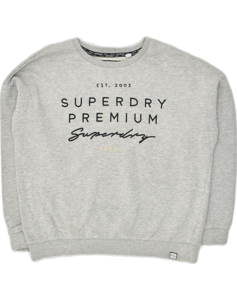 SUPERDRY Womens Sweatshirt Jumper UK 14 Large Grey Cotton | Vintage Superdry | Thrift | Second-Hand Superdry | Used Clothing | Messina Hembry 