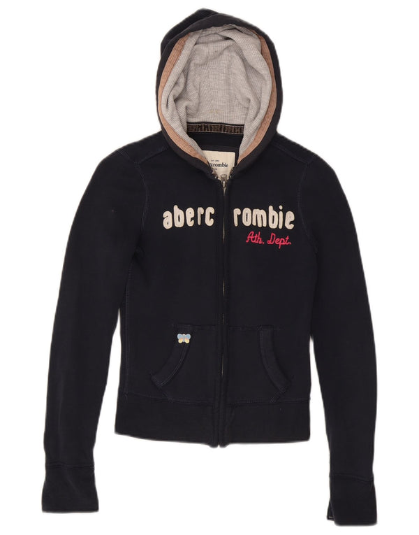 Abercrombie & Fitch Girls Zip Hoodie Sweater 4-5 Years Small Navy Blue