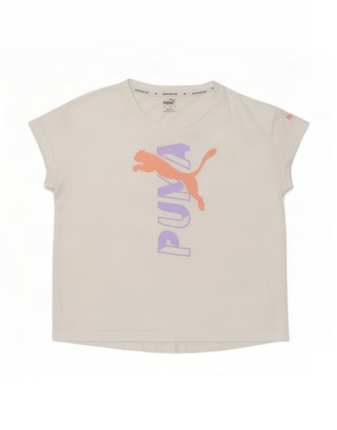 Puma Womens Oversized Graphic T-Shirt Top UK 10 Small White Polyester