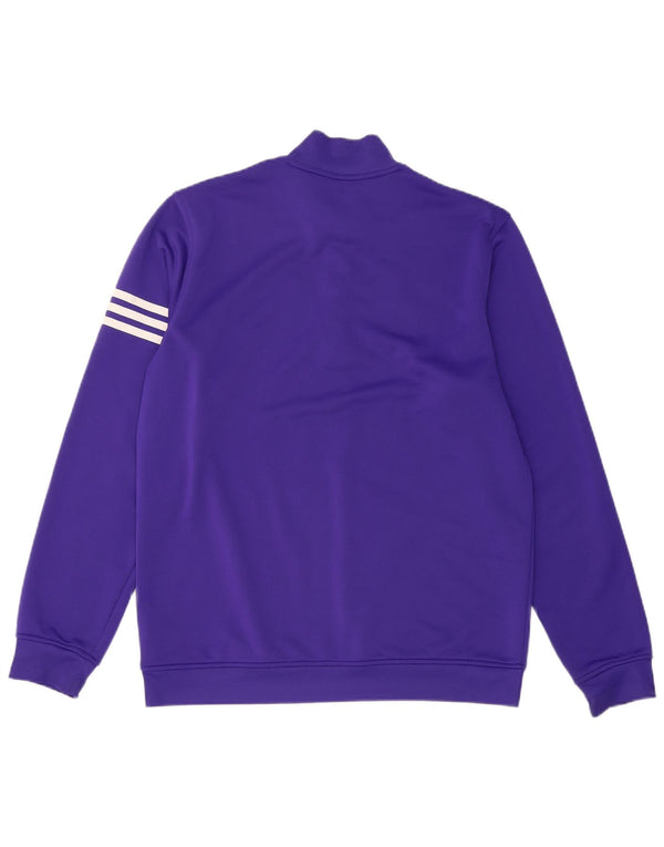 Adidas Mens Climalite Zip Neck Top Long Sleeve Medium Purple Sports
