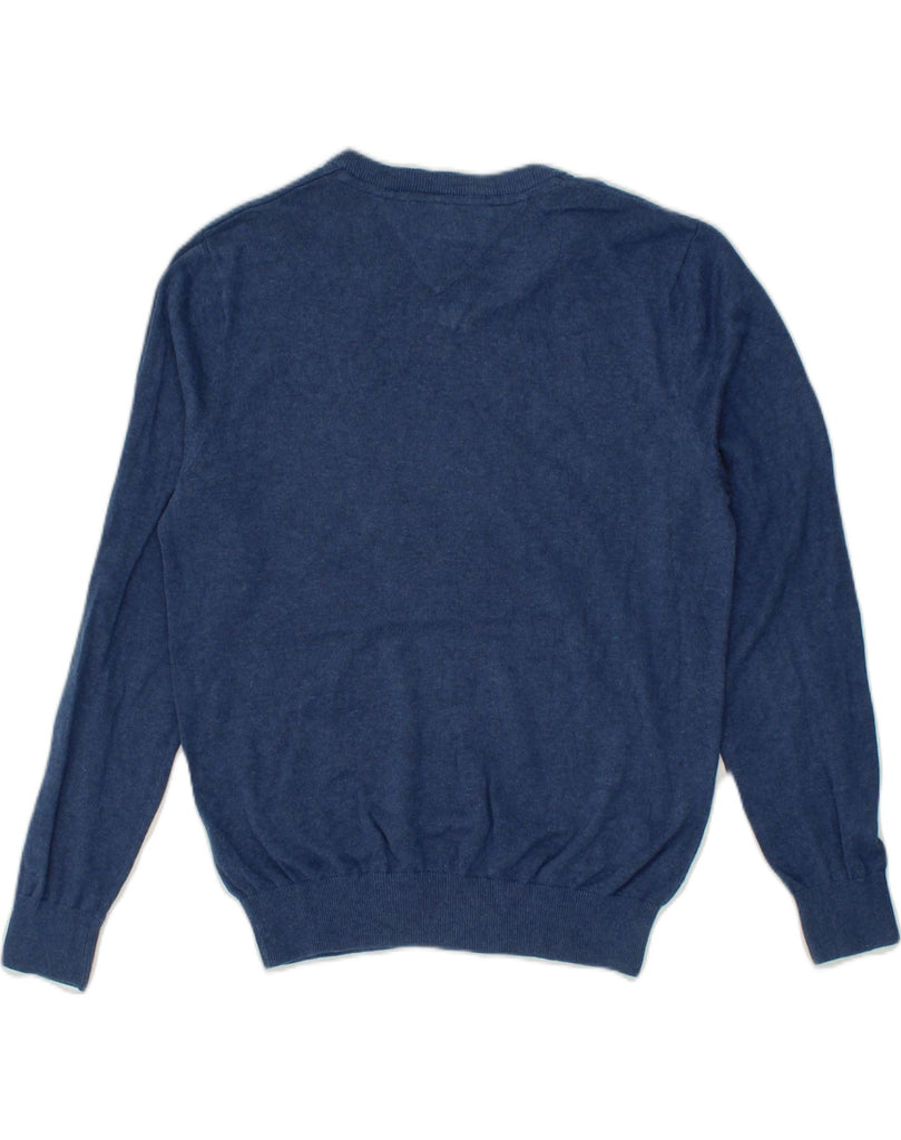 TOMMY HILFIGER Mens V-Neck Jumper Sweater Small Blue Cotton | Vintage Tommy Hilfiger | Thrift | Second-Hand Tommy Hilfiger | Used Clothing | Messina Hembry 