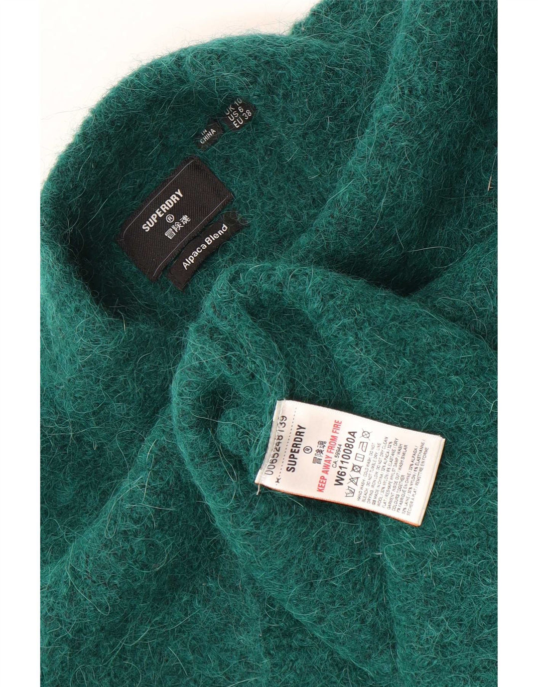 Superdry Womens Oversized Turtle Neck Jumper Sweater UK 10 Small Green