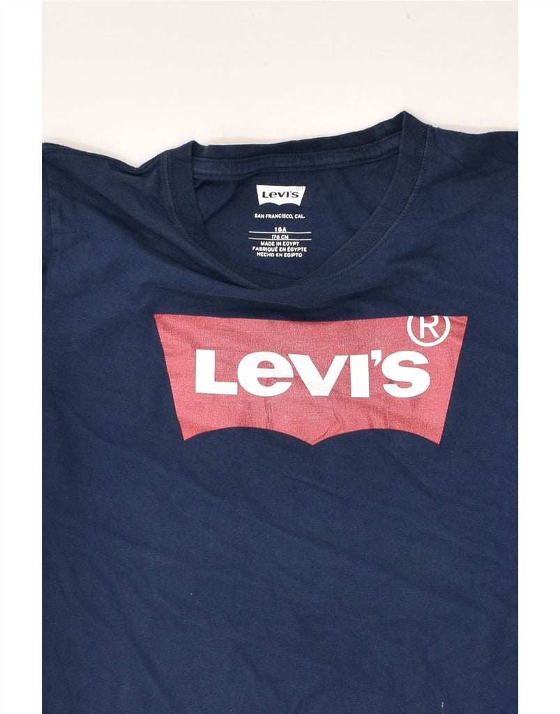 LEVI'S Boys Graphic T-Shirt Top 15-16 Years Navy Blue Cotton | Vintage Levi's | Thrift | Second-Hand Levi's | Used Clothing | Messina Hembry 