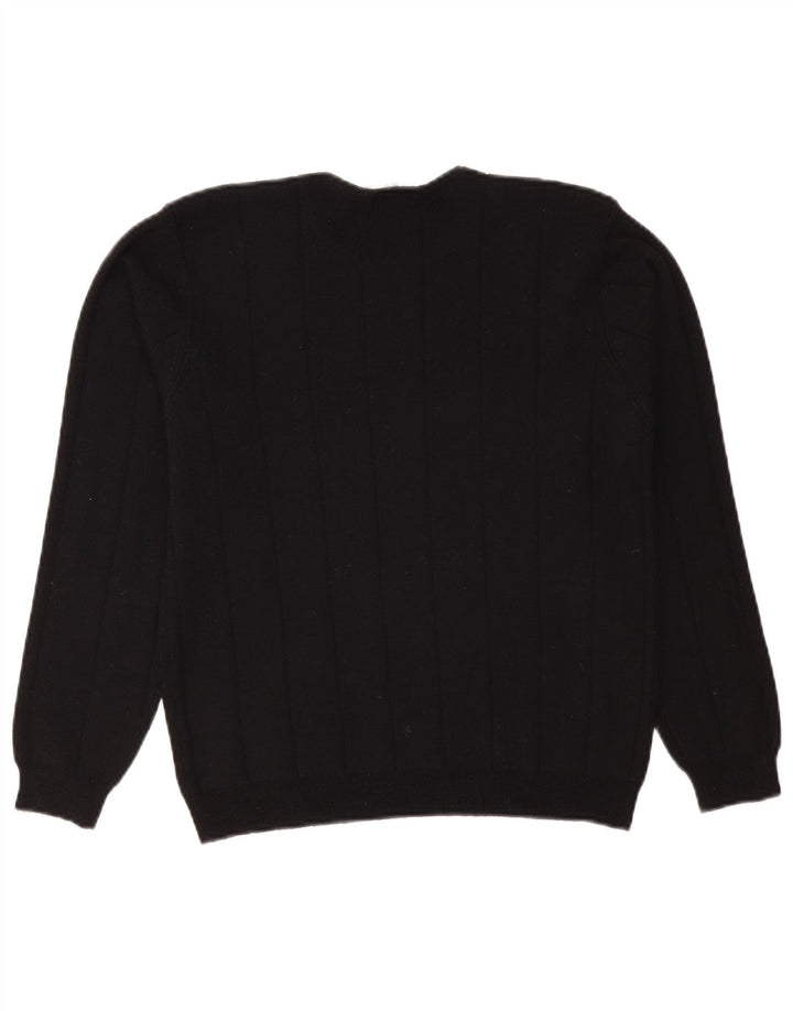 Talbots Womens Crew Neck Jumper Sweater UK 14 Medium Black Merino Wool