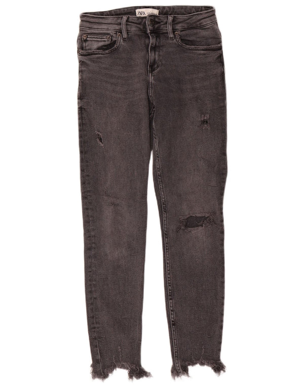 Zara Womens Distressed Skinny Jeans EU 38 Small W28 L27 Grey