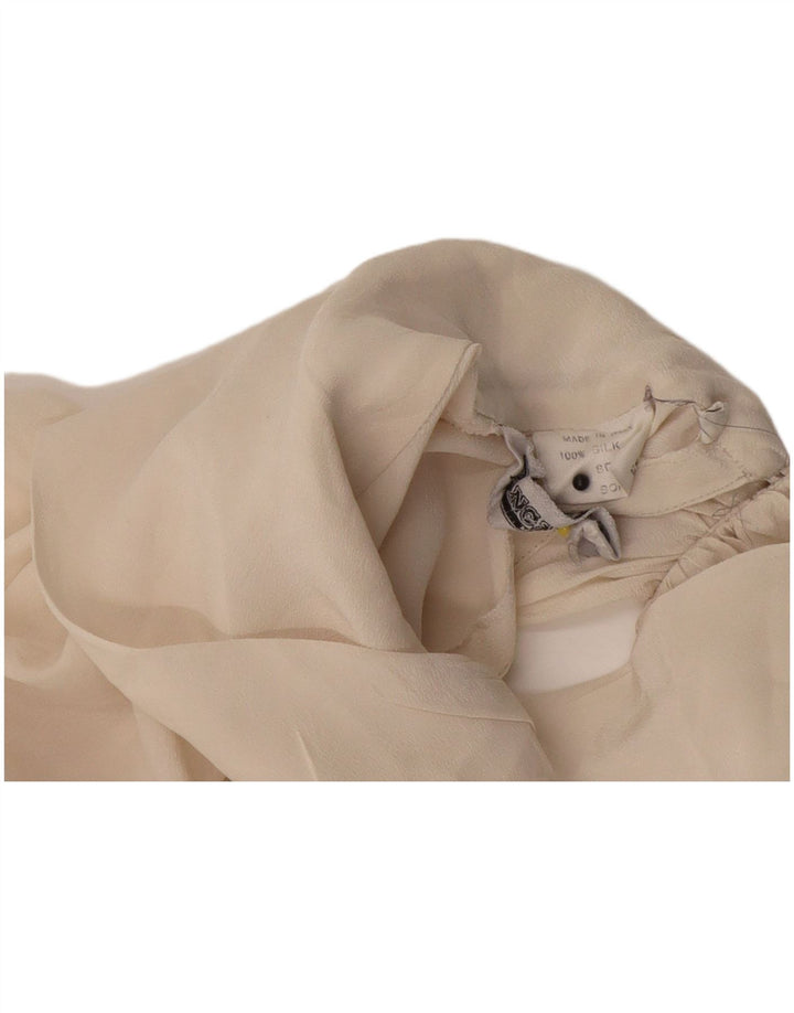 Pancaldi & B Womens Blouse Top UK 10 Small Off White Silk