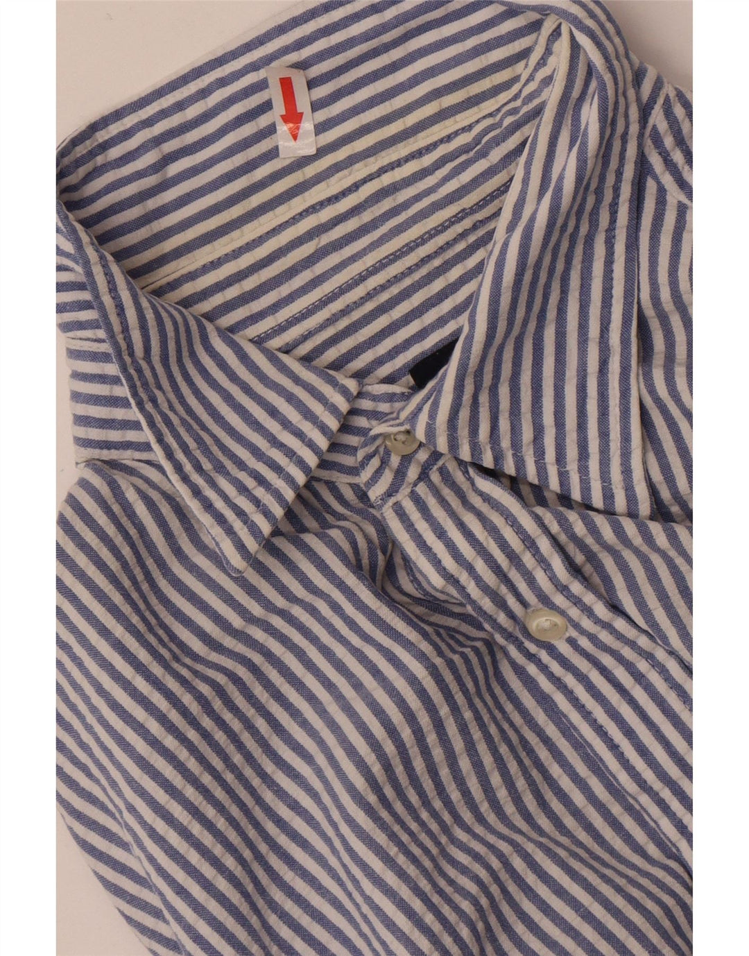 Kappa Mens Short Sleeve Shirt Large Blue Pinstripe Cotton