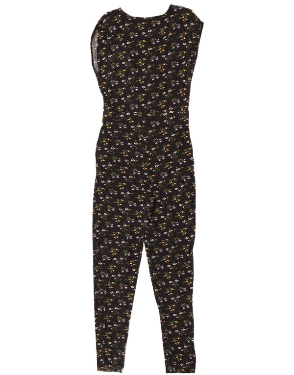 Oasis Womens Sleeveless Jumpsuit UK 12 Medium Black Floral Viscose