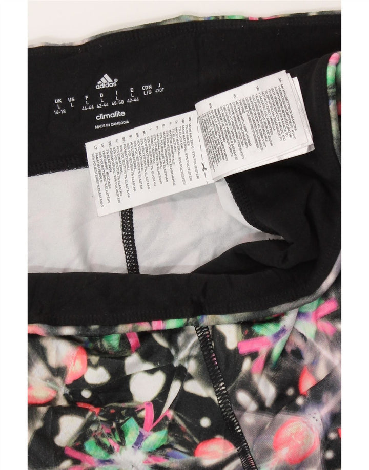 Adidas Womens Climalite Leggings UK 16/18 Large  Black Geometric Polyester