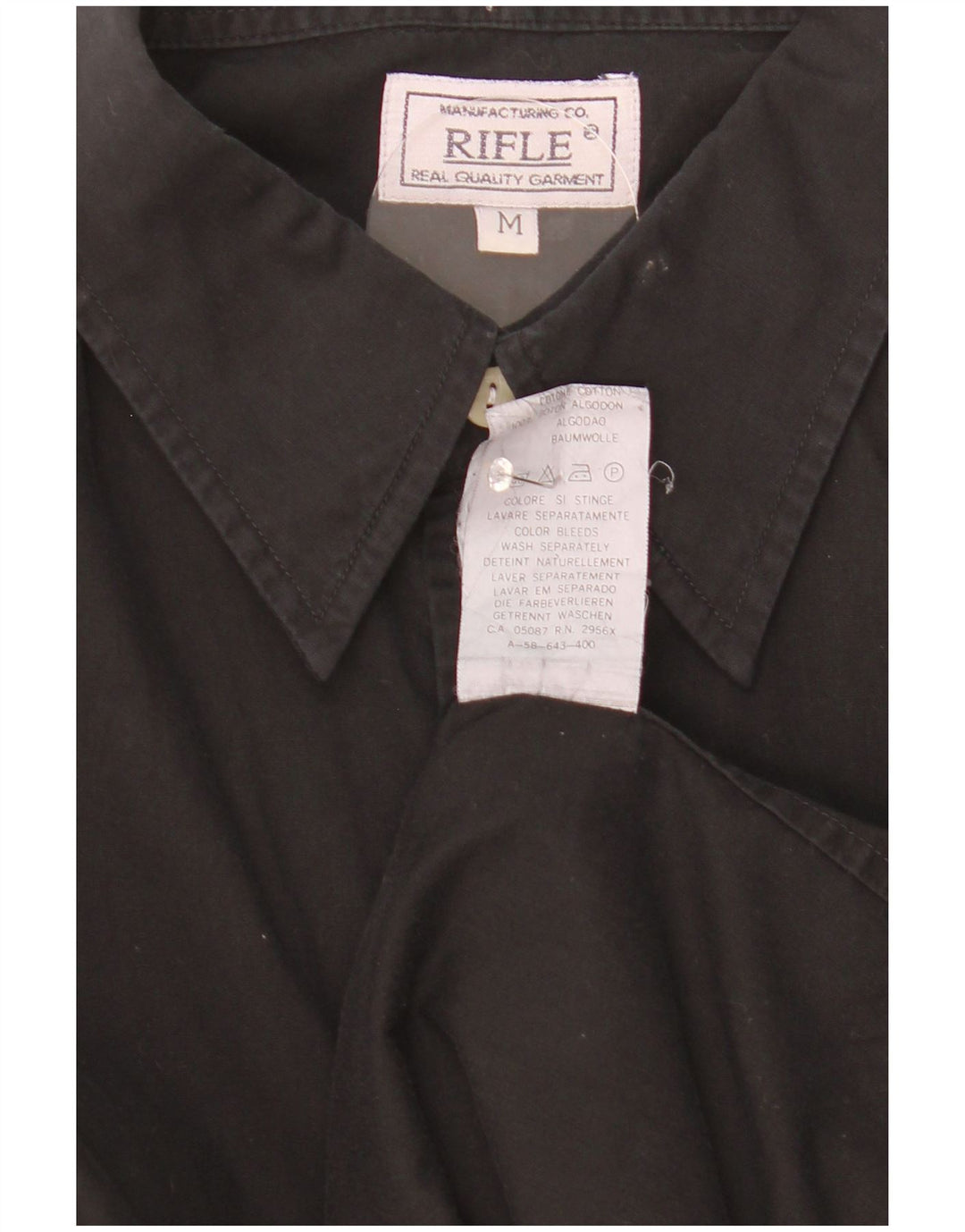 Rifle Mens Relaxed Fit Shirt Medium Black Cotton