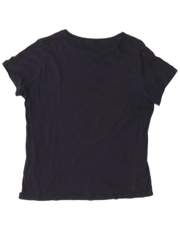 Tommy Hilfiger Womens Graphic T-Shirt Top UK 14 Medium Navy Blue Cotton