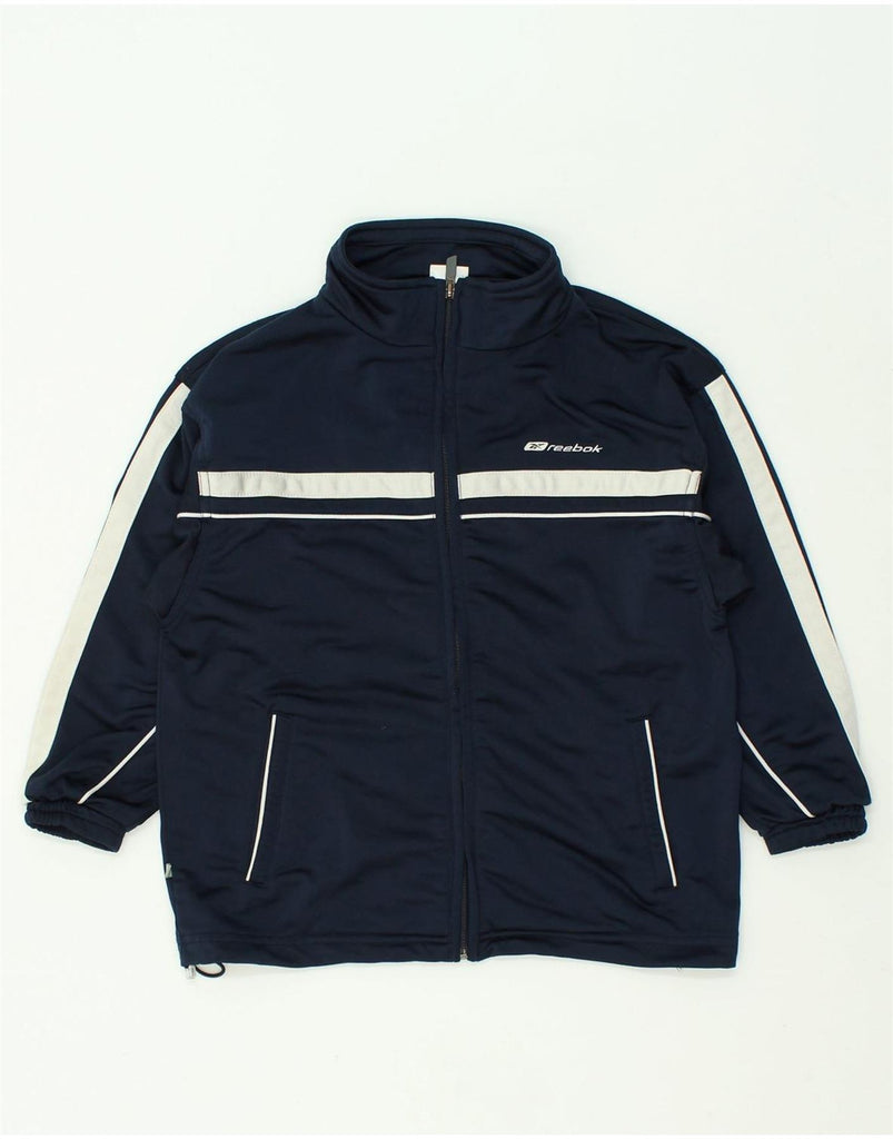 REEBOK Boys Tracksuit Top Jacket 11-12 Years Navy Blue Polyester | Vintage Reebok | Thrift | Second-Hand Reebok | Used Clothing | Messina Hembry 