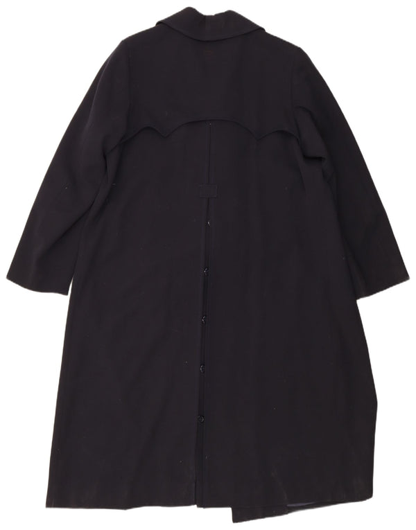 Vintage Womens Double Breasted Trench Coat UK 14 Medium Navy Blue