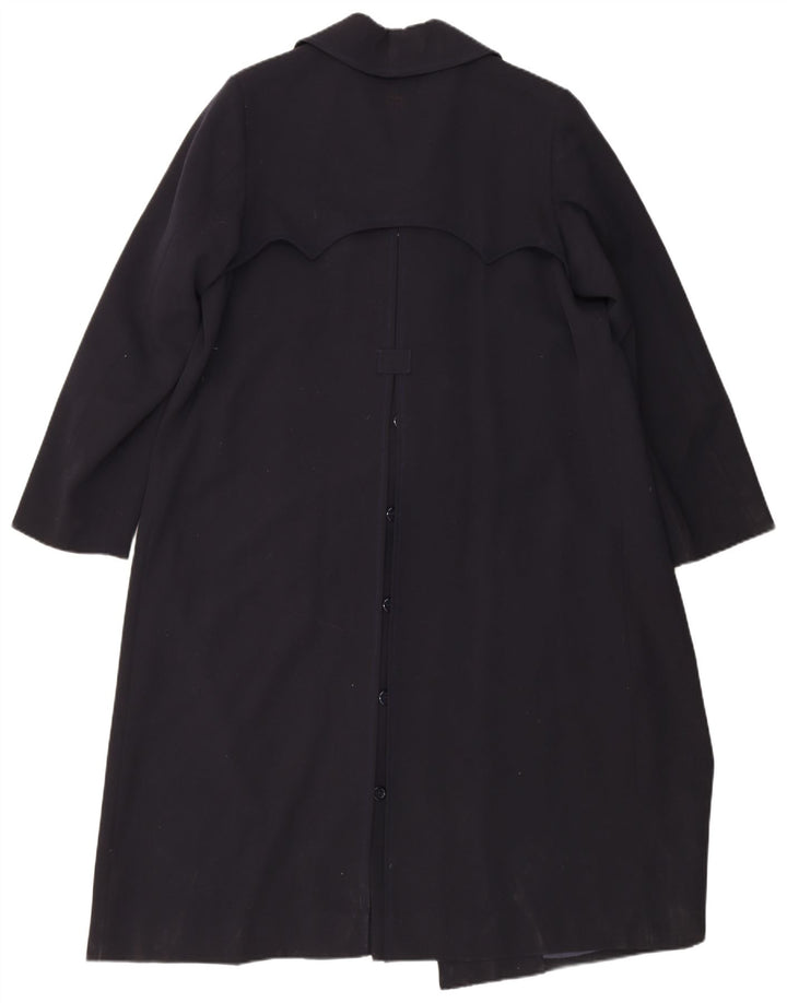 Vintage Womens Double Breasted Trench Coat UK 14 Medium Navy Blue