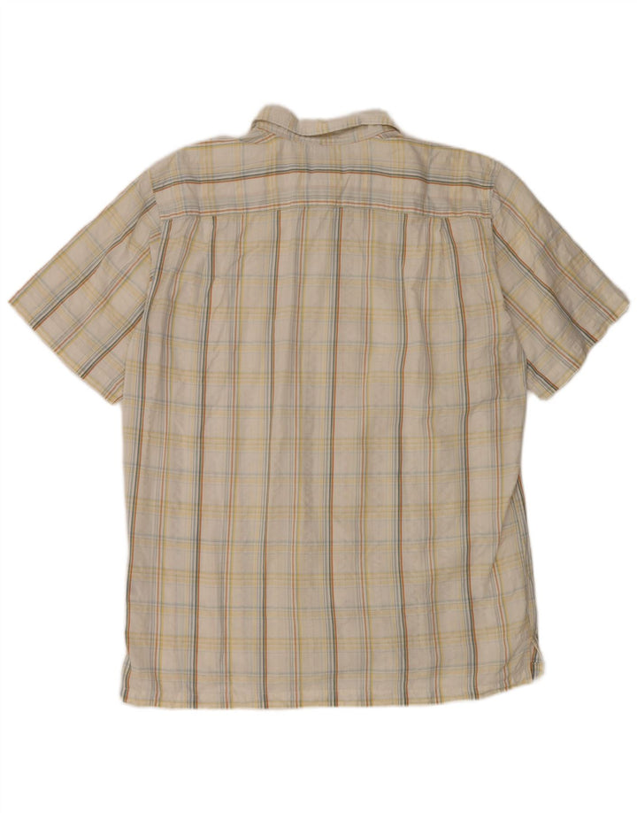 Columbia Mens Short Sleeve Shirt Large White Check Cotton