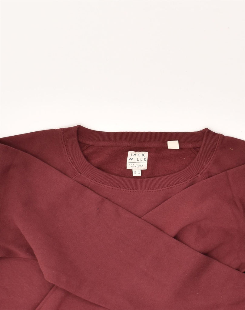 JACK WILLS Womens Sweatshirt Jumper UK 14 Large Maroon Cotton | Vintage Jack Wills | Thrift | Second-Hand Jack Wills | Used Clothing | Messina Hembry 