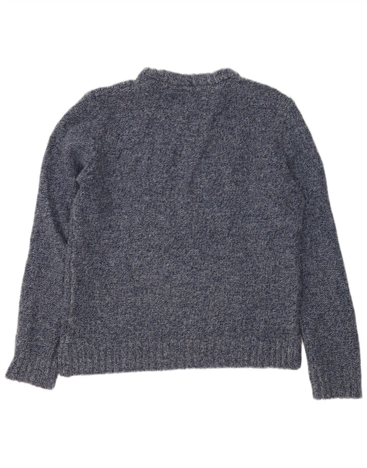 Fat Face Mens Crew Neck Jumper Sweater Medium Navy Blue Flecked Wool