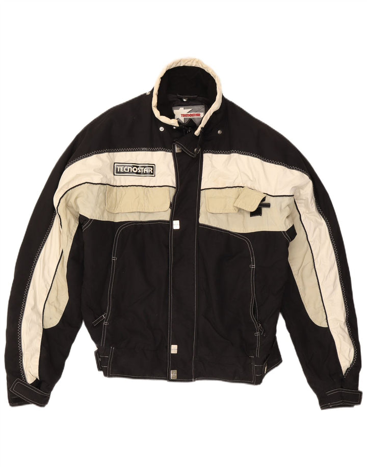Vintage Mens Ski Jacket IT 48 Medium Black Colourblock Polyester