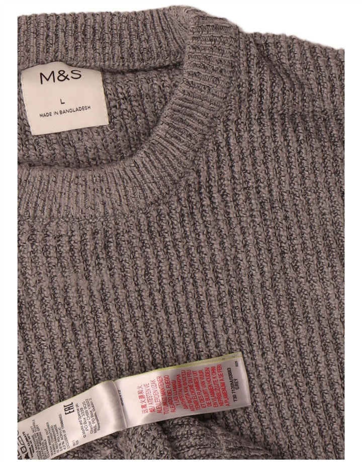 Marks & Spencer Mens Crew Neck Jumper Sweater Large Grey Polyamide