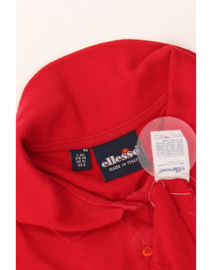 Ellesse Womens Polo Shirt UK 10 Small  Red Cotton