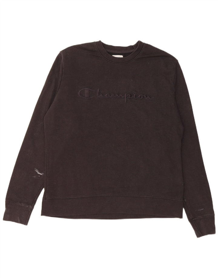 Champion Mens Graphic Sweatshirt Jumper Medium Black Cotton