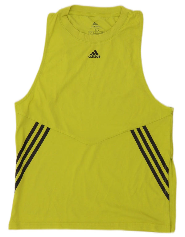 Adidas Womens Prime Blue Vest Top UK 4/6 XS Yellow Polyester