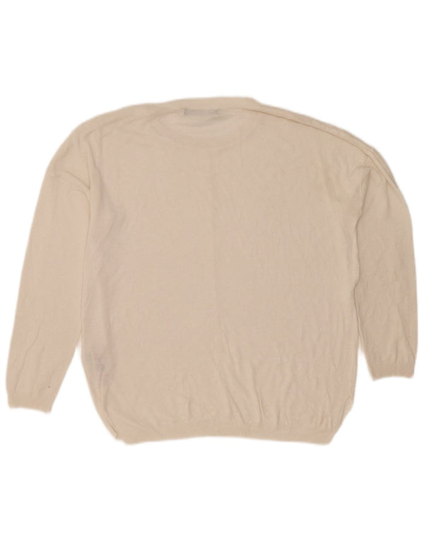 Marks & Spencer Womens Crew Neck Jumper Sweater UK 14 Medium White Viscose