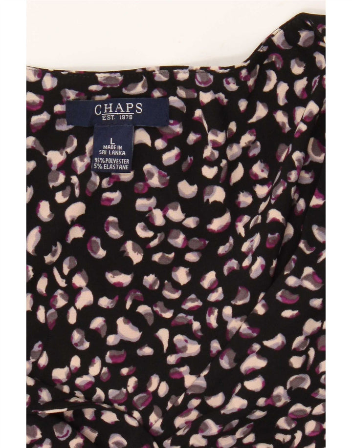 Chaps Womens A-Line Dress UK 14 Large Black Spotted Polyester