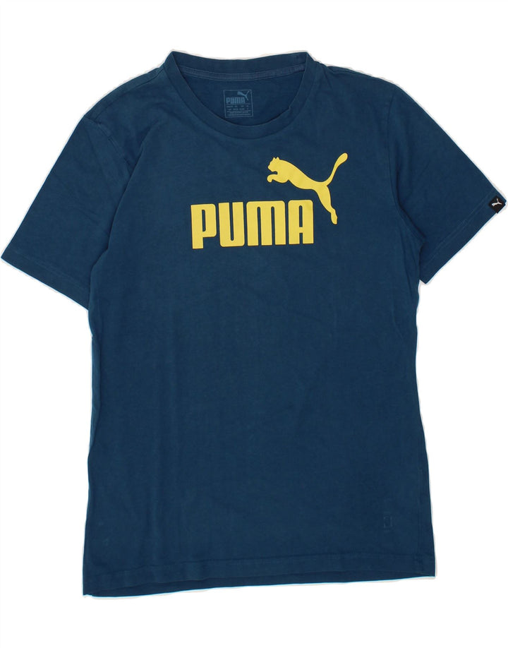 PUMA Mens Graphic T-Shirt Top Small Blue Cotton Vintage Puma and Second-Hand Puma from Messina Hembry 