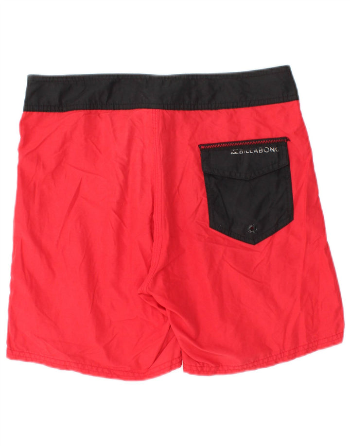 BILLABONG Mens Swimming Shorts Medium Red Colourblock Polyester Beach