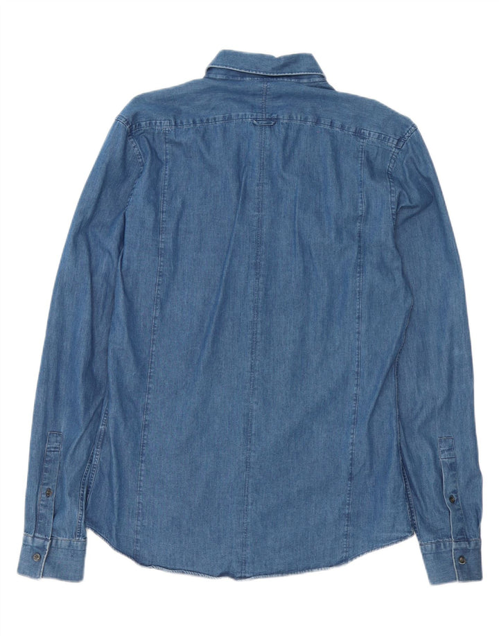 REISS Mens Slim Fit Denim Shirt Medium Blue Cotton