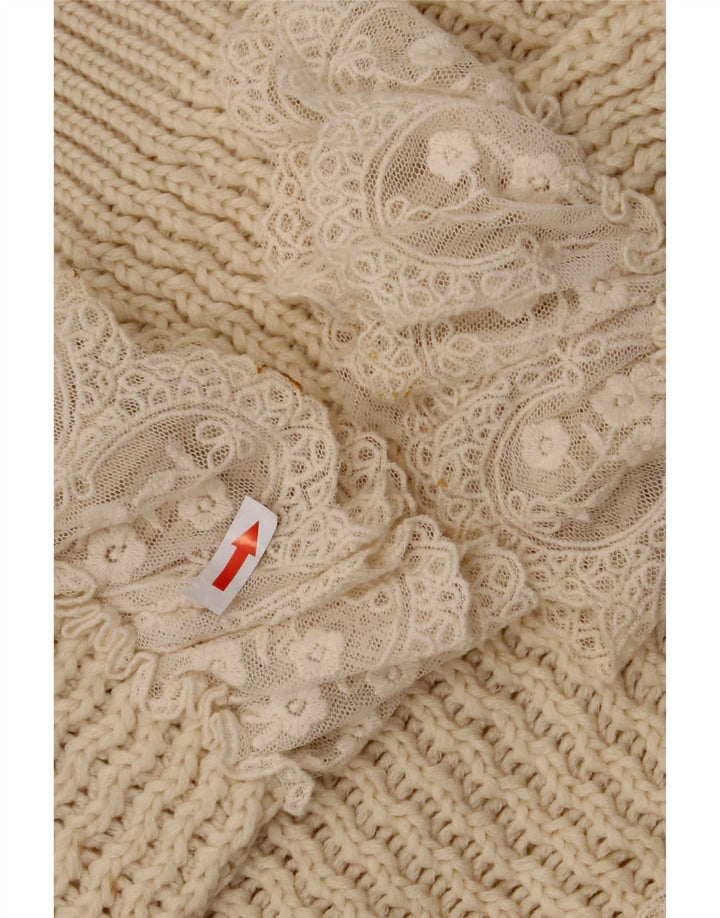 Zara Womens See Through Turtle Neck Jumper Sweater UK 14 Medium Beige