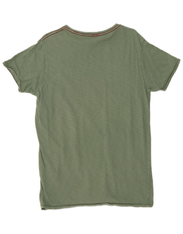 Replay Mens Graphic T-Shirt Top Medium Green Flecked Cotton