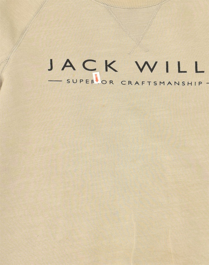 JACK WILLS Mens Graphic Sweatshirt Jumper Small Beige Cotton | Vintage Jack Wills | Thrift | Second-Hand Jack Wills | Used Clothing | Messina Hembry 