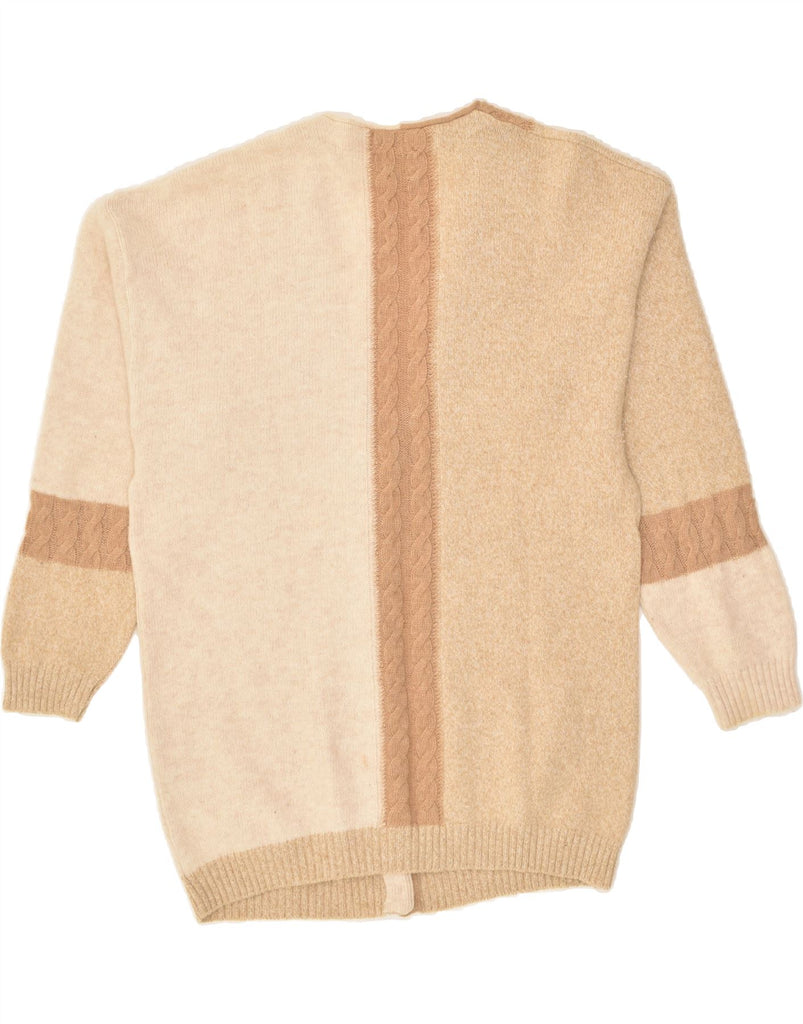 MARELLA Womens Cardigan Sweater UK 10 Small Beige Colourblock Wool | Vintage Marella | Thrift | Second-Hand Marella | Used Clothing | Messina Hembry 