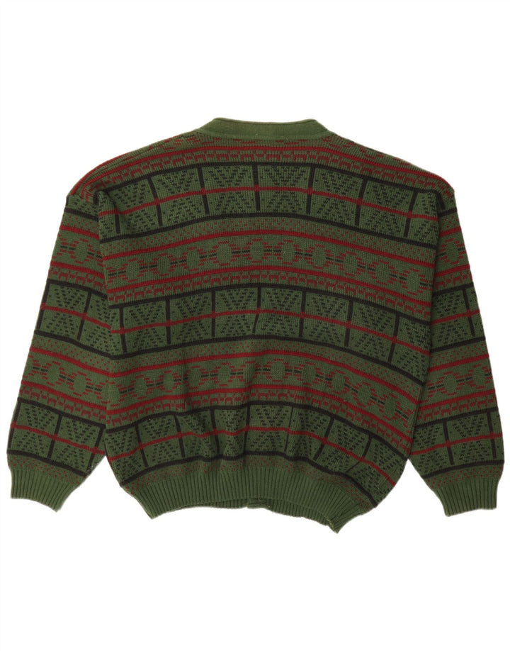 Mr. Forrest Mens Cardigan Sweater XL Green Geometric