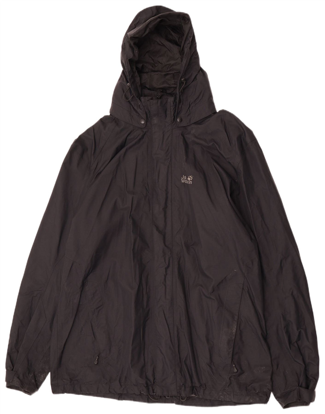 Jack Wolfskin Mens Hooded Rain Jacket UK 50 3XL Black Polyamide