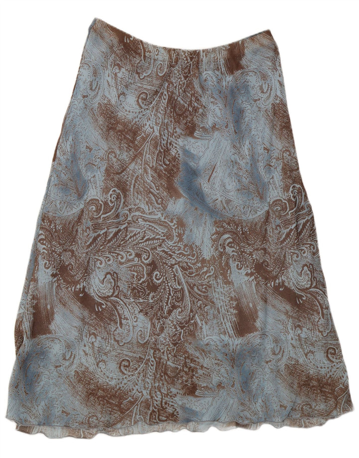 BERKERTEX  Womens A-Line Skirt UK 14 Medium W28  Blue Paisley Viscose