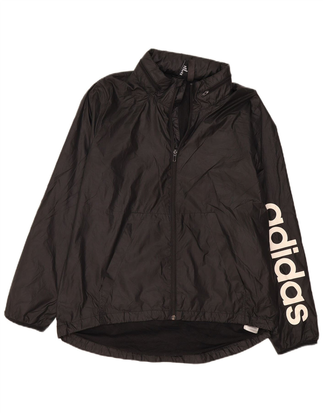 Adidas Womens Graphic Rain Jacket UK 16/18 Large Black Polyester