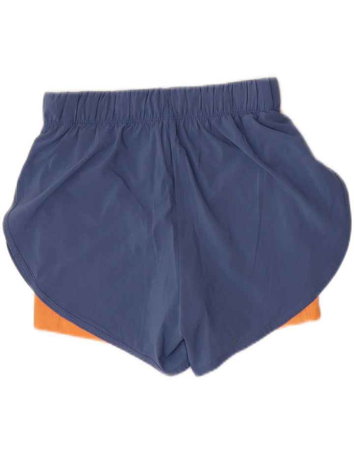Nike Womens Dri Fit Sport Shorts UK 12 Medium Blue Colourblock Polyester