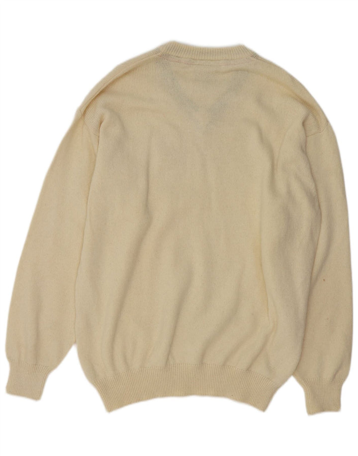 Murphy & Nye Mens Sailwear V-Neck Jumper Sweater Large Off White Wool