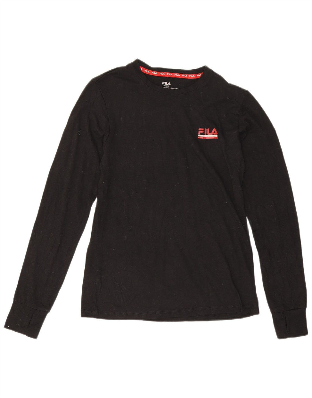 Fila Womens Top Long Sleeve UK 12 Medium Black Polyester