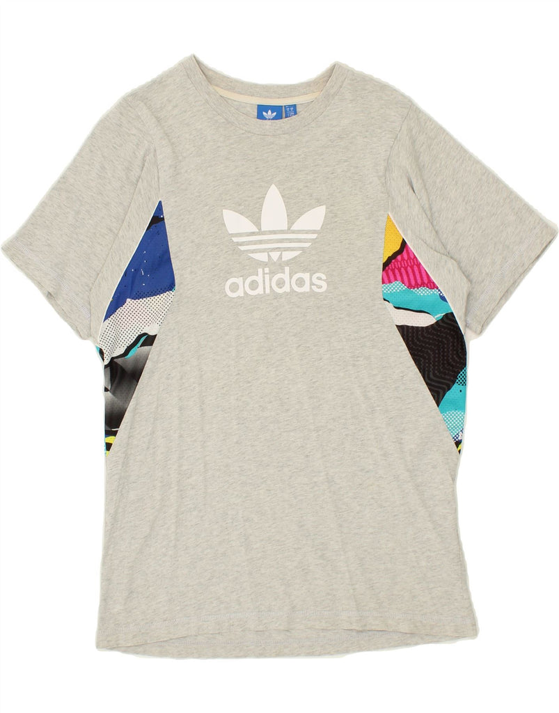 ADIDAS Mens Graphic T-Shirt Top Medium Grey Colourblock Cotton Vintage Adidas and Second-Hand Adidas from Messina Hembry 