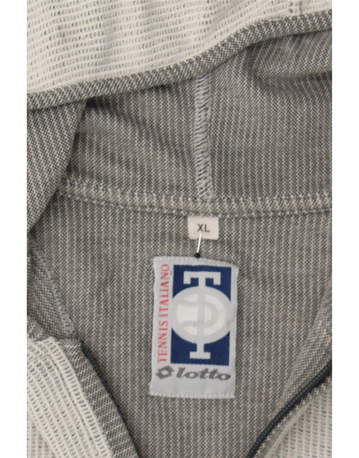 LOTTO Mens Zip Neck Hoodie Jumper XL Grey Cotton Vintage Lotto and Second-Hand Lotto from Messina Hembry 