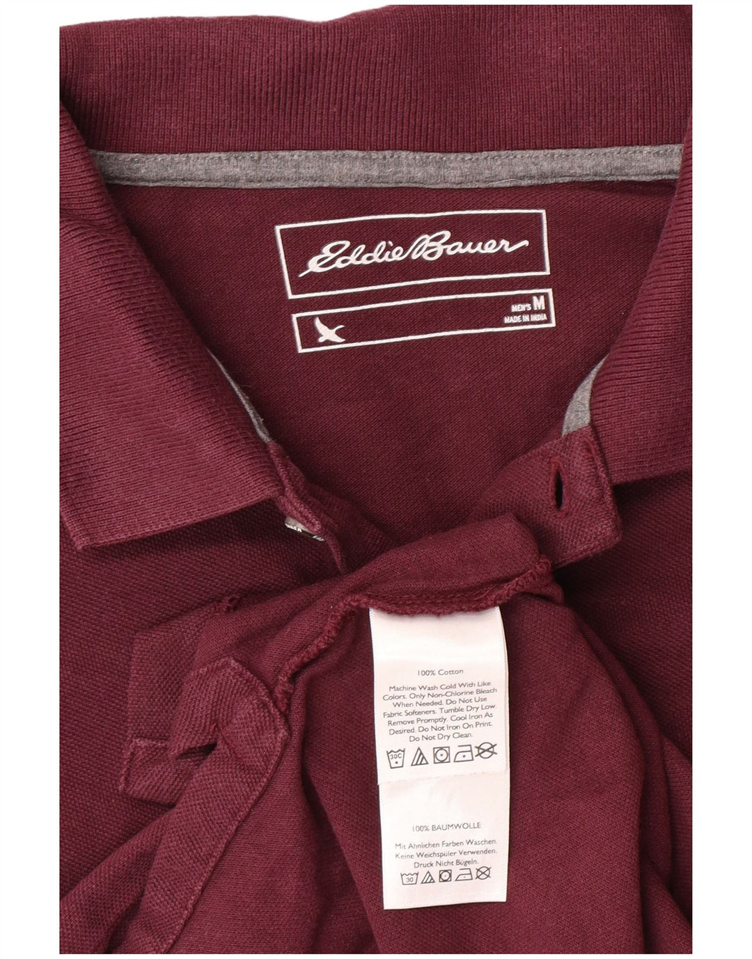 Eddie Bauer Mens Polo Shirt Medium Maroon Cotton