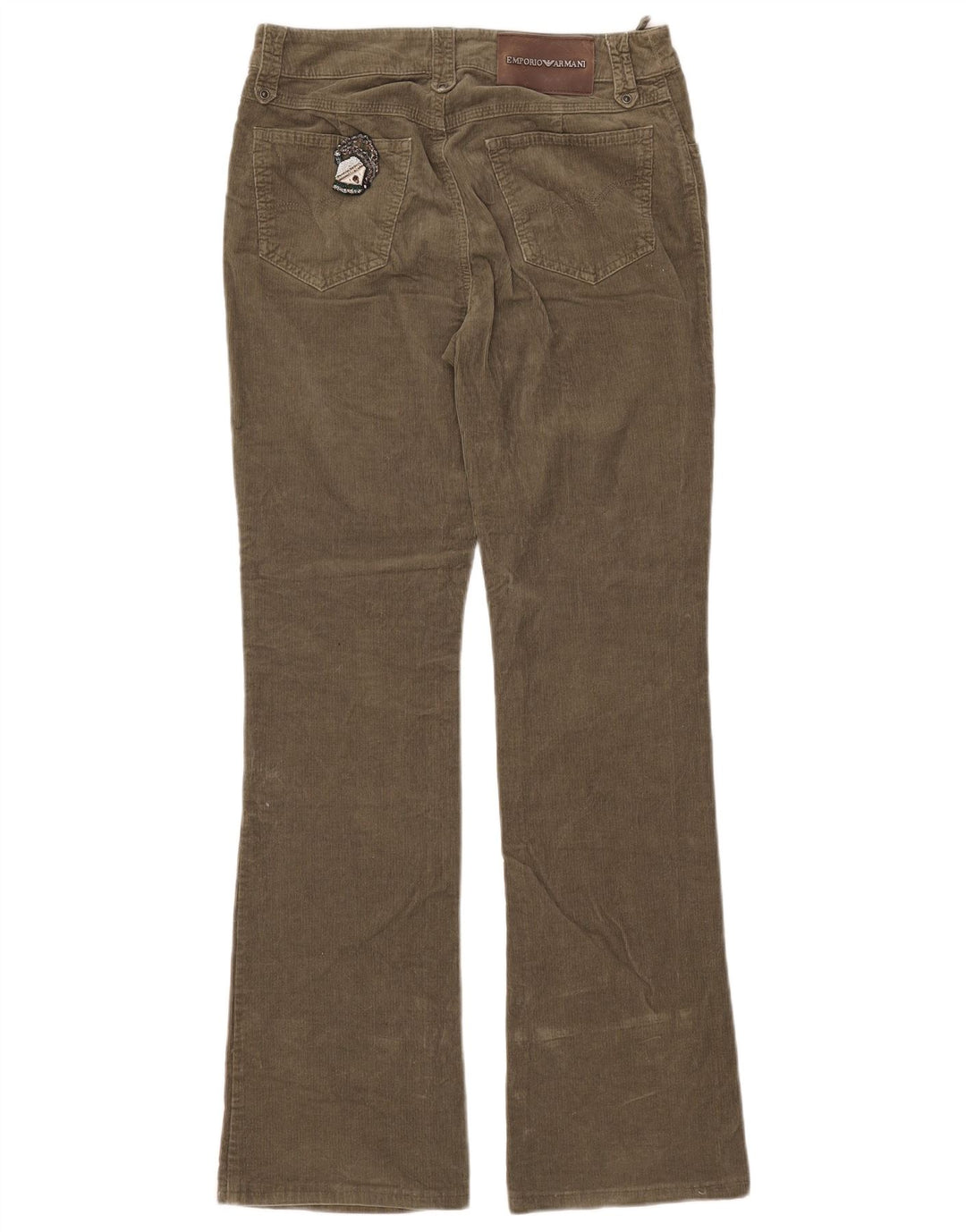EMPORIO ARMANI Womens Bootcut Corduroy Trousers W29 L31  Khaki Cotton