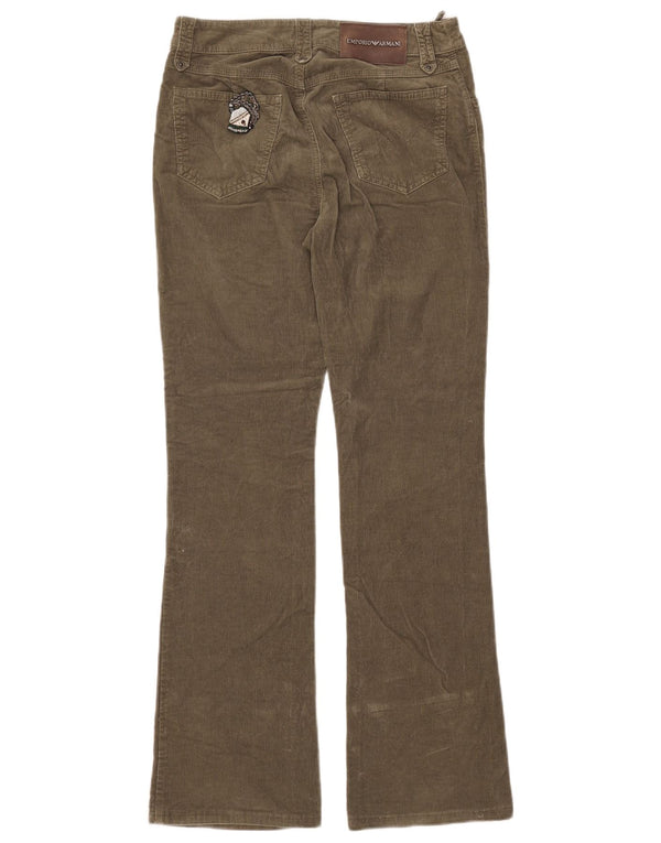 EMPORIO ARMANI Womens Bootcut Corduroy Trousers W29 L31  Khaki Cotton