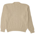 Vintage Mens Crew Neck Jumper Sweater Medium Off White Cotton