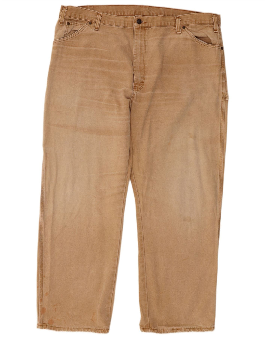 Dickies Mens Straight Cargo Trousers W42 L30 Beige Cotton